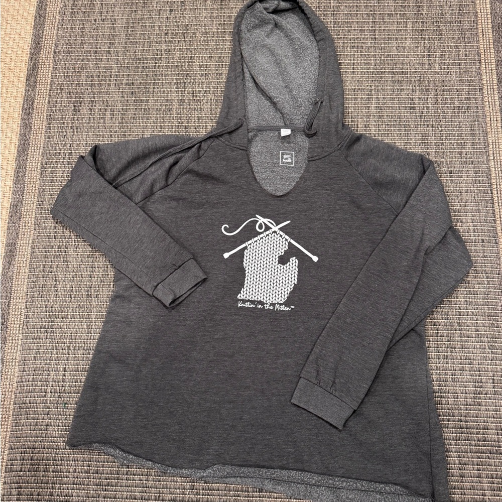 Gray Knittin in the Mitten Hoodie